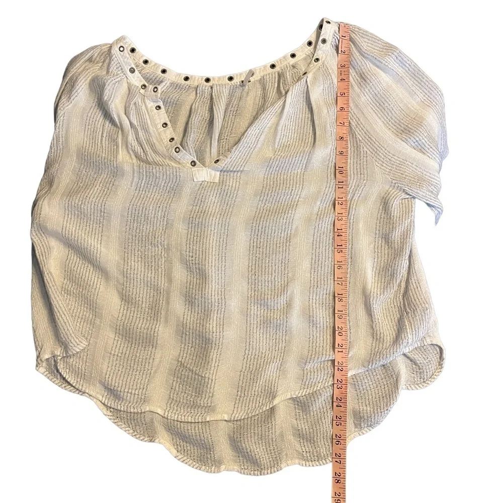 Free People Against all Odds Deep V Neck Blouse Ivory Combo Boho‎ Style Medium